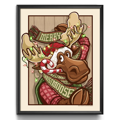 "Merry ChristMOOSE" Christmas Print - Nick Fasnacht Illustration & Design