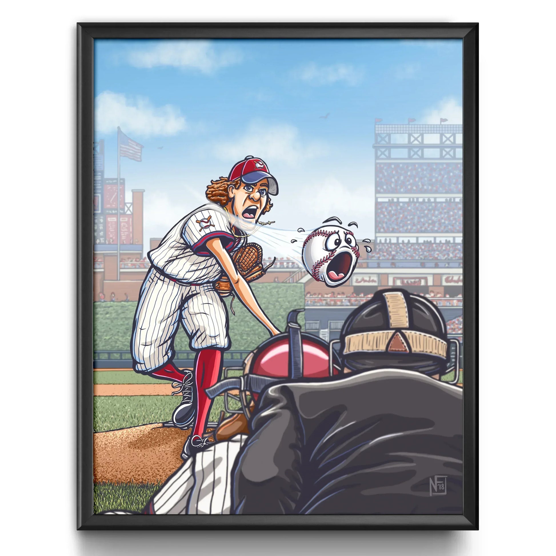 "High Heat" Baseball Limited Edition Print - Nick Fasnacht Illustration & Design