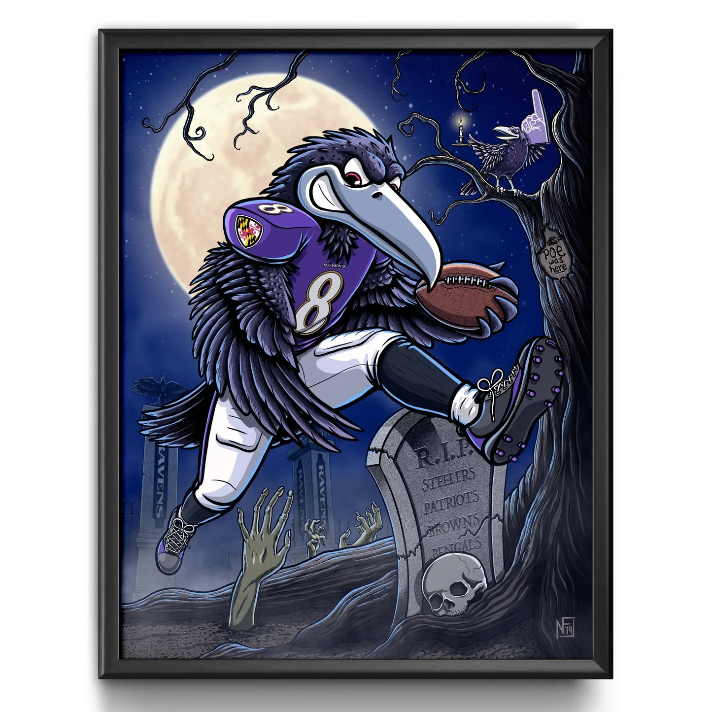 "Nevermore" Ravens Football Limited Edition Print - Nick Fasnacht Illustration & Design