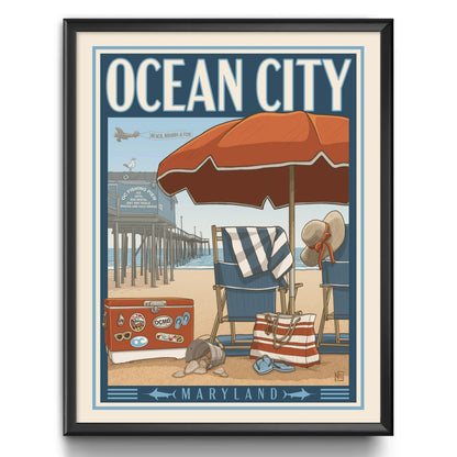 Ocean City, Maryland Travel Poster Limited Edition Print - Nick Fasnacht Illustration & Design