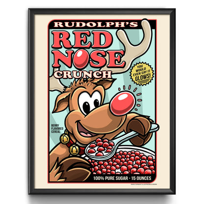 "Rudolph's Red Nose Crunch" Christmas Print - Nick Fasnacht Illustration & Design