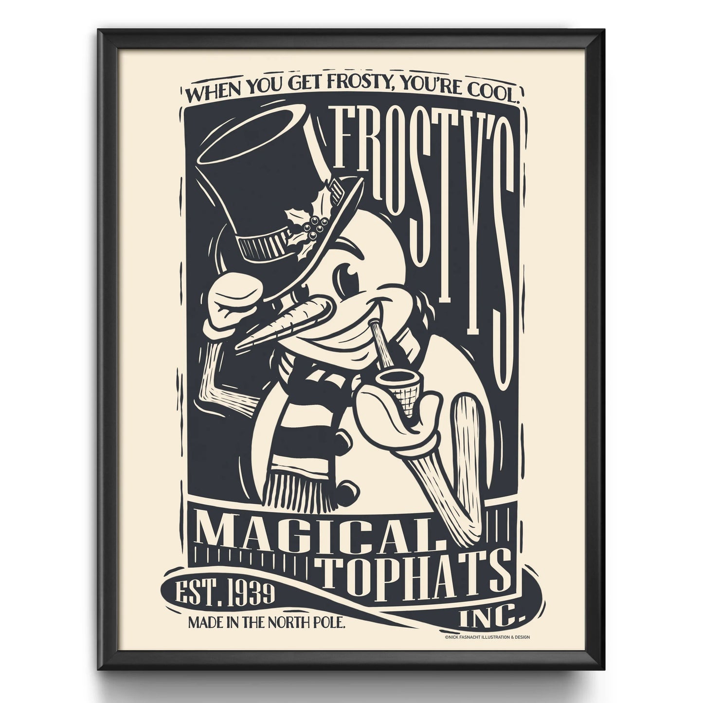 "Frosty's Magical Tophats, Inc." Christmas Print - Nick Fasnacht Illustration & Design