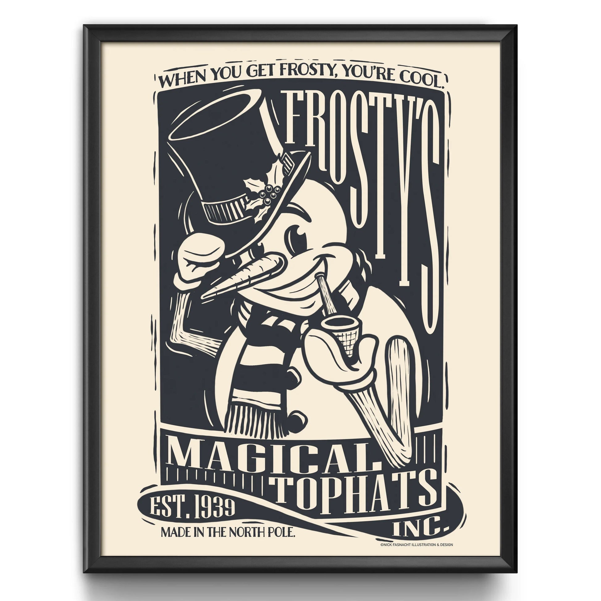 "Frosty's Magical Tophats, Inc." Christmas Print - Nick Fasnacht Illustration & Design