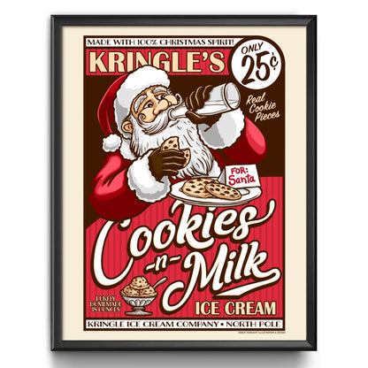 "Kringle's Cookies-n-Milk Ice Cream" Christmas Print - Nick Fasnacht Illustration & Design