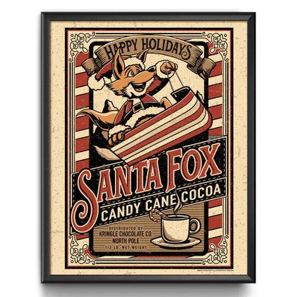 "Santa Fox Candy Cane Cocoa" Christmas Print - Nick Fasnacht Illustration & Design