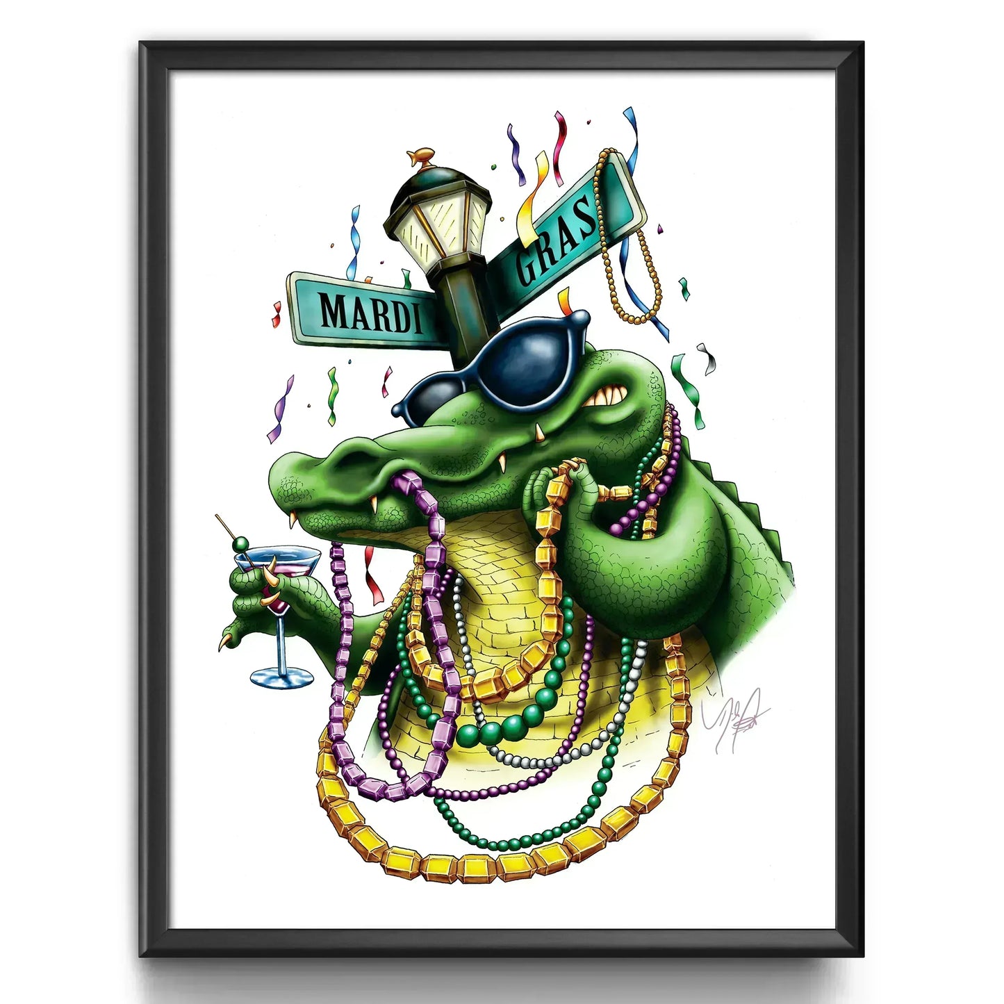 "Mardis Gras Gator" Limited Edition Print - Nick Fasnacht Illustration & Design