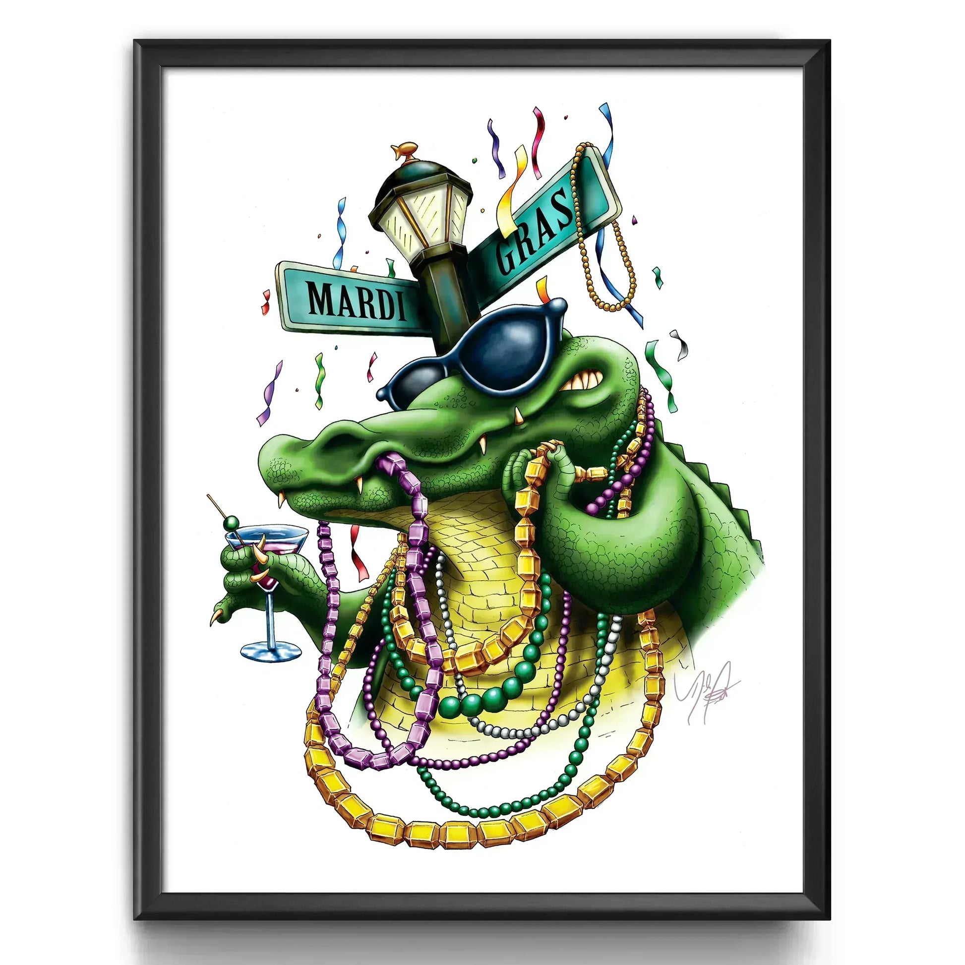 "Mardis Gras Gator" Limited Edition Print - Nick Fasnacht Illustration & Design