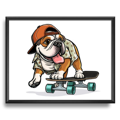 "Shred" English Bulldog Limited Edition Print - Nick Fasnacht Illustration & Design