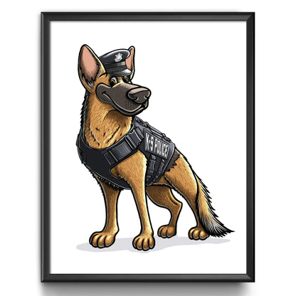 "K-9" German Shepherd Limited Edition Print - Nick Fasnacht Illustration & Design