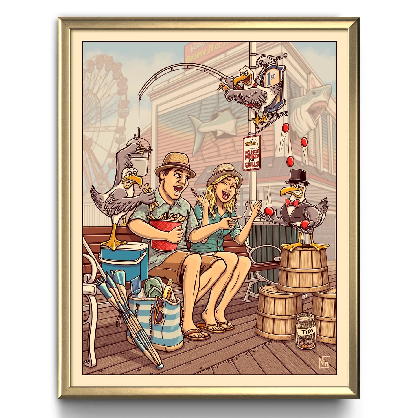 "Fry Fishing" Limited Edition Print - Nick Fasnacht Illustration & Design
