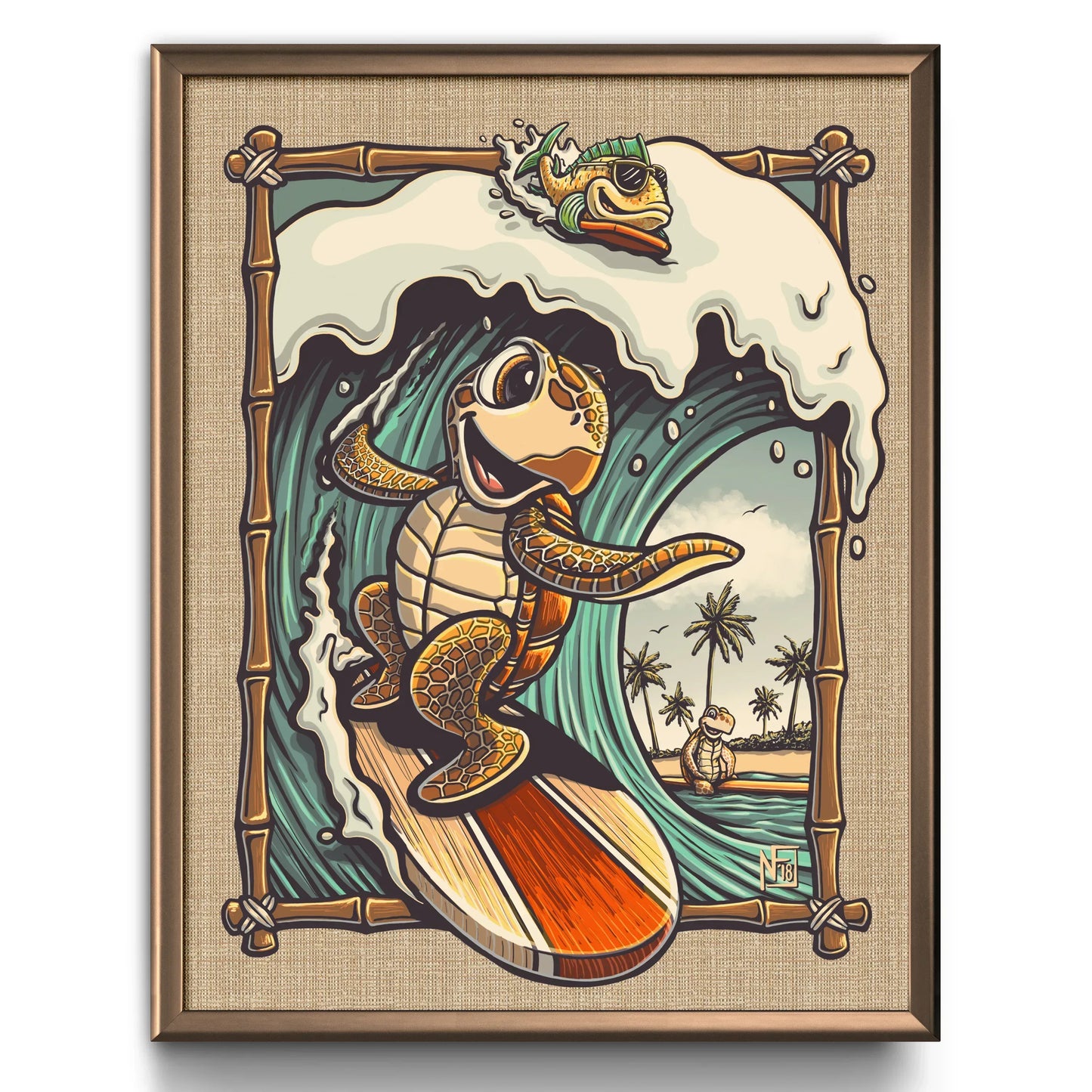 "Surfin' Sea Turtle" Limited Edition Print - Nick Fasnacht Illustration & Design