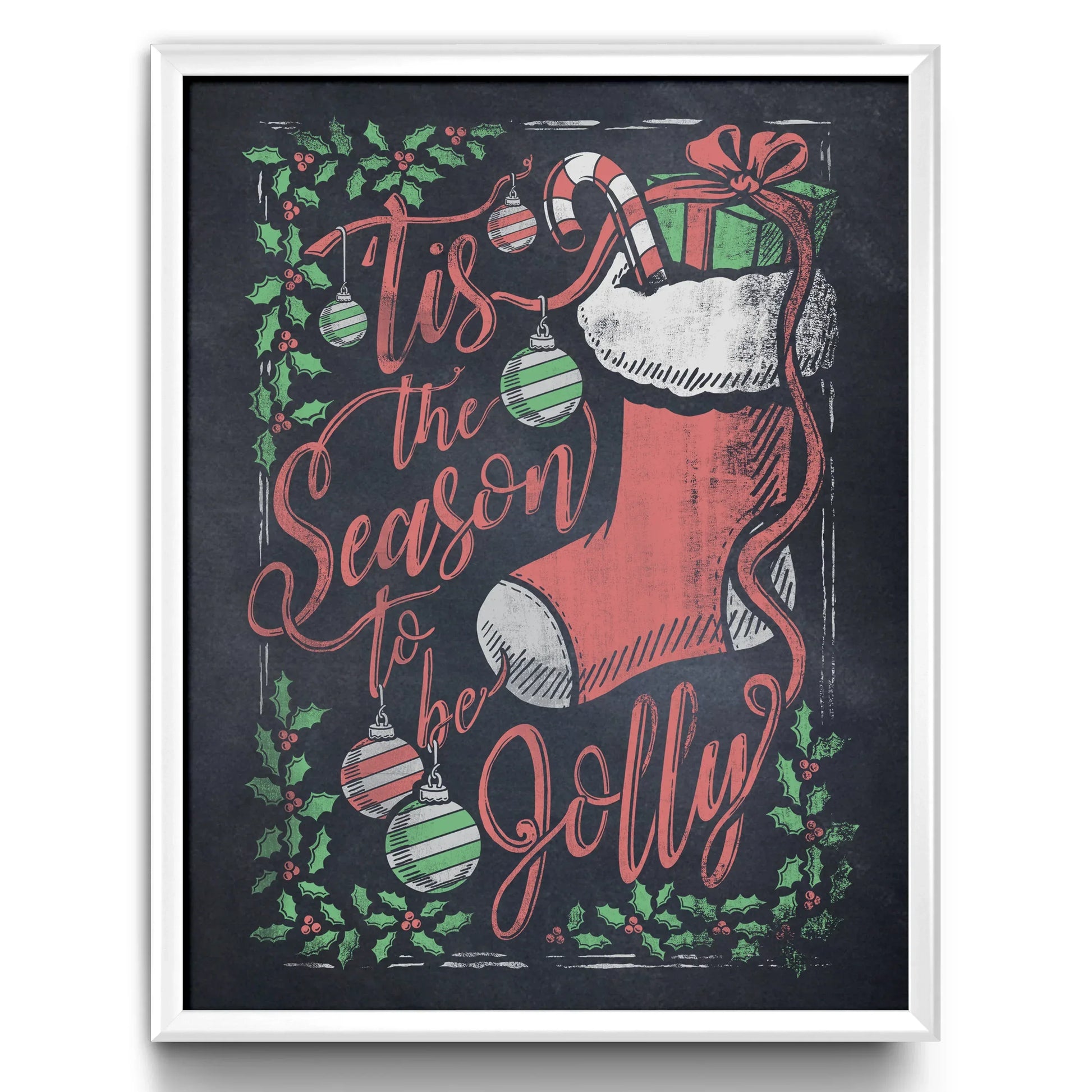 "Tis the Season" Christmas Chalkboard Print - Nick Fasnacht Illustration & Design