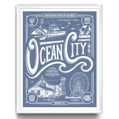 Ocean City, Maryland Vintage Poster Limited Edition Print - Nick Fasnacht Illustration & Design