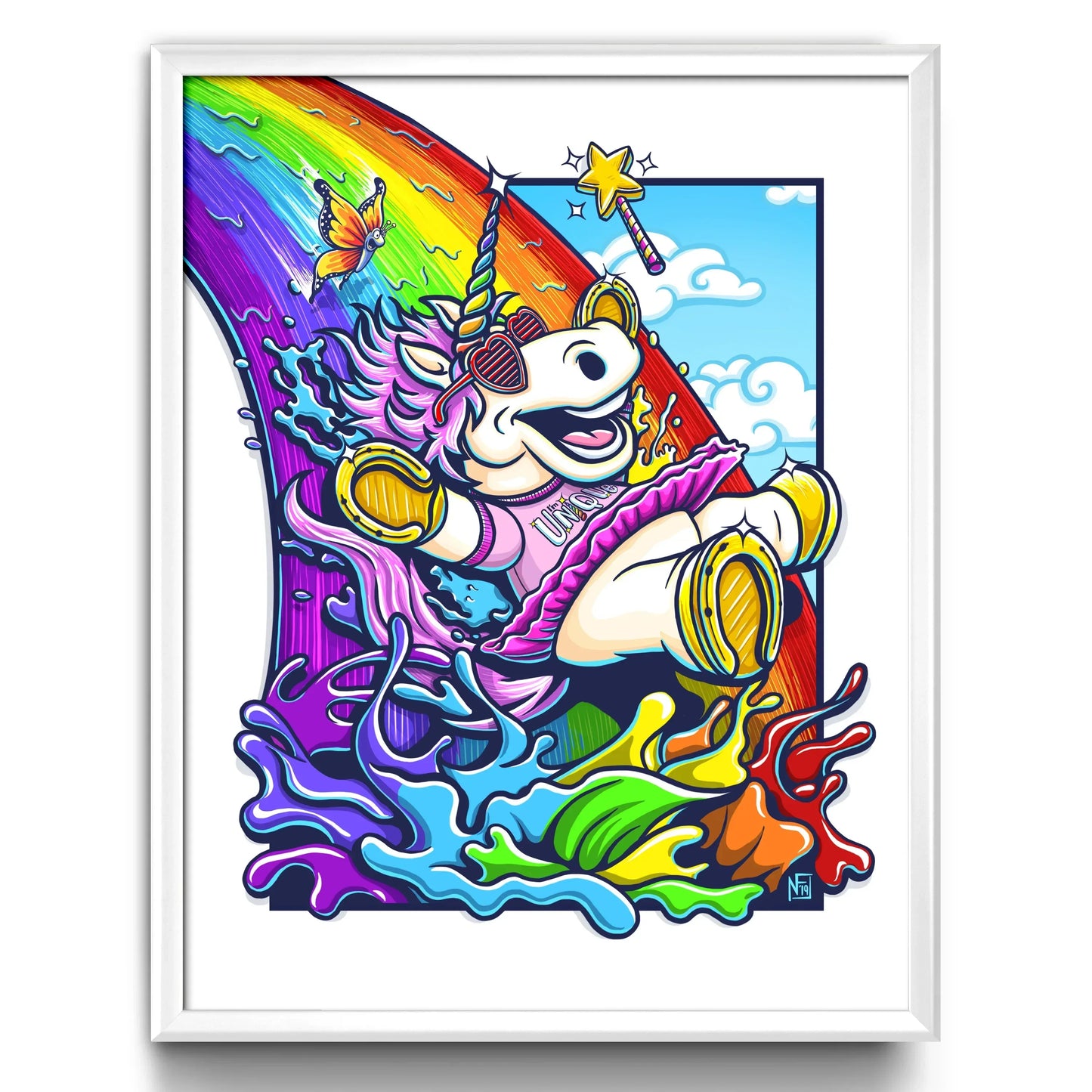 "Color Splash" Unicorn Limited Edition Print - Nick Fasnacht Illustration & Design