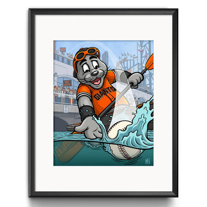 "Splash Hit" San Francisco Baseball Limited Edition Print - Nick Fasnacht Illustration & Design