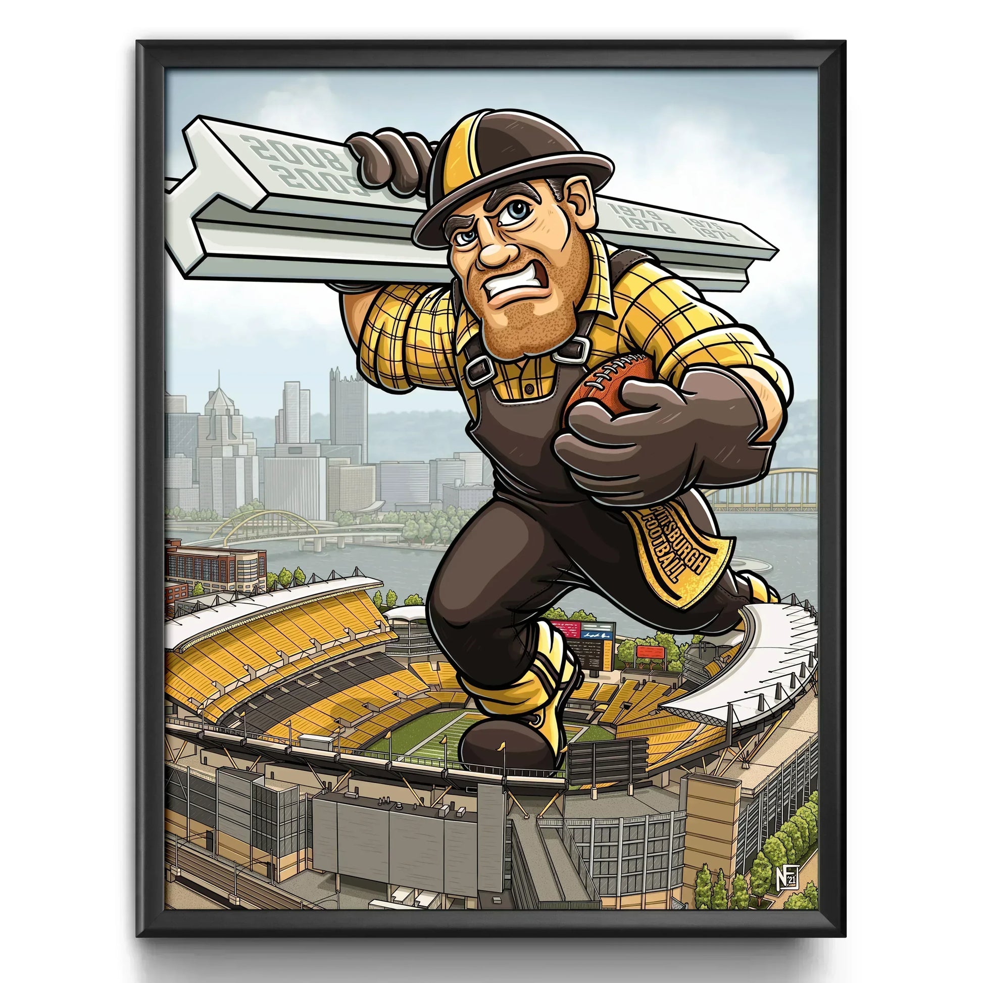 "The Black and Gold" Pittsburgh Football Limited Edition Print - Nick Fasnacht Illustration & Design