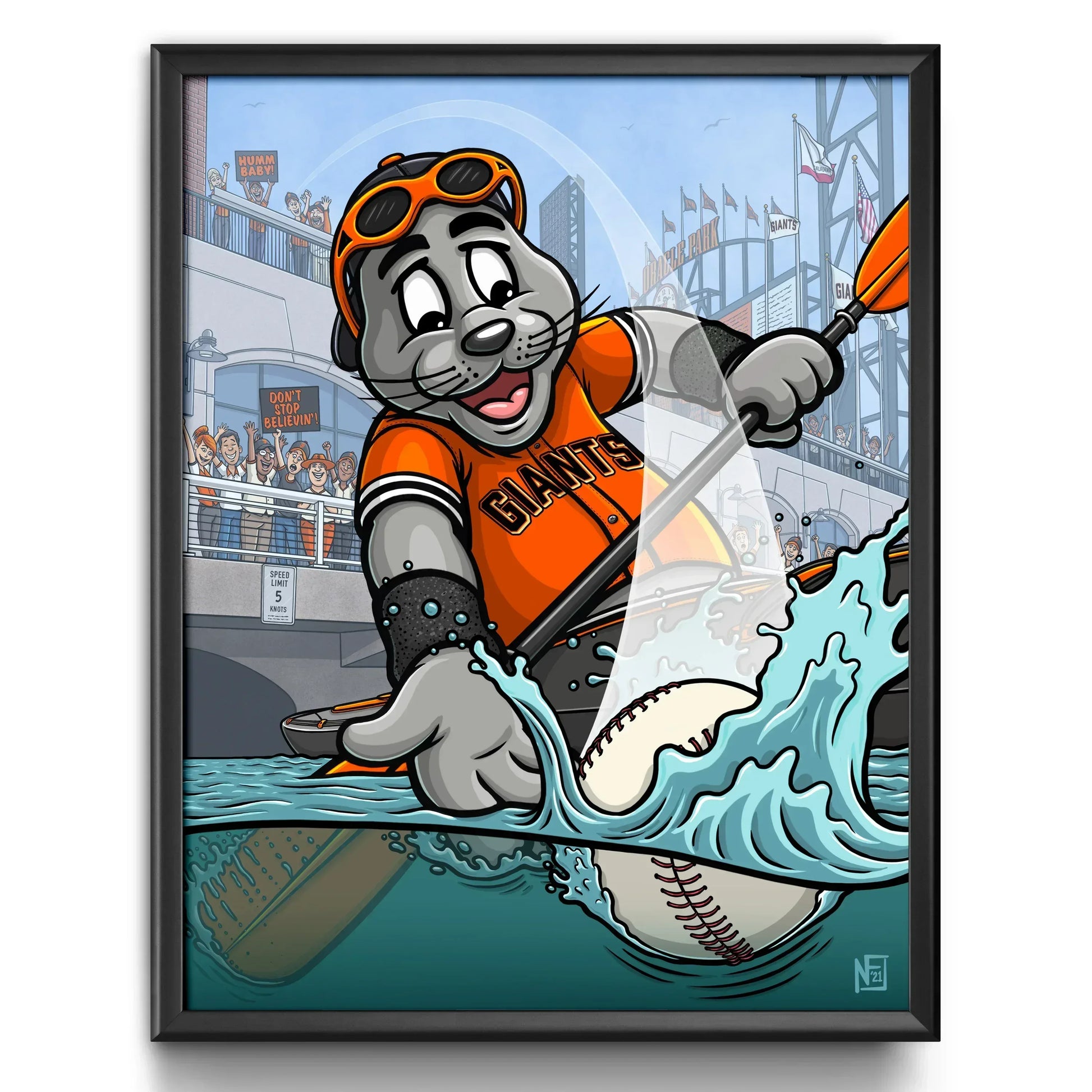 "Splash Hit" San Francisco Baseball Limited Edition Print - Nick Fasnacht Illustration & Design
