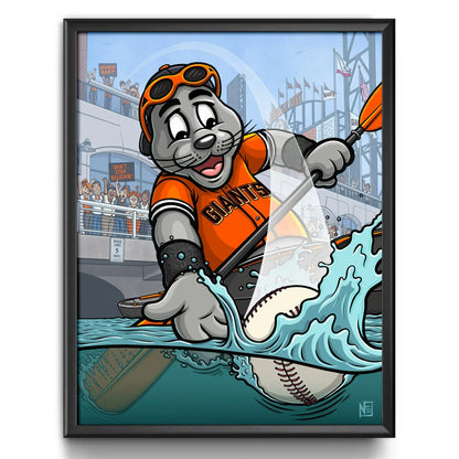 "Splash Hit" San Francisco Baseball Limited Edition Print - Nick Fasnacht Illustration & Design