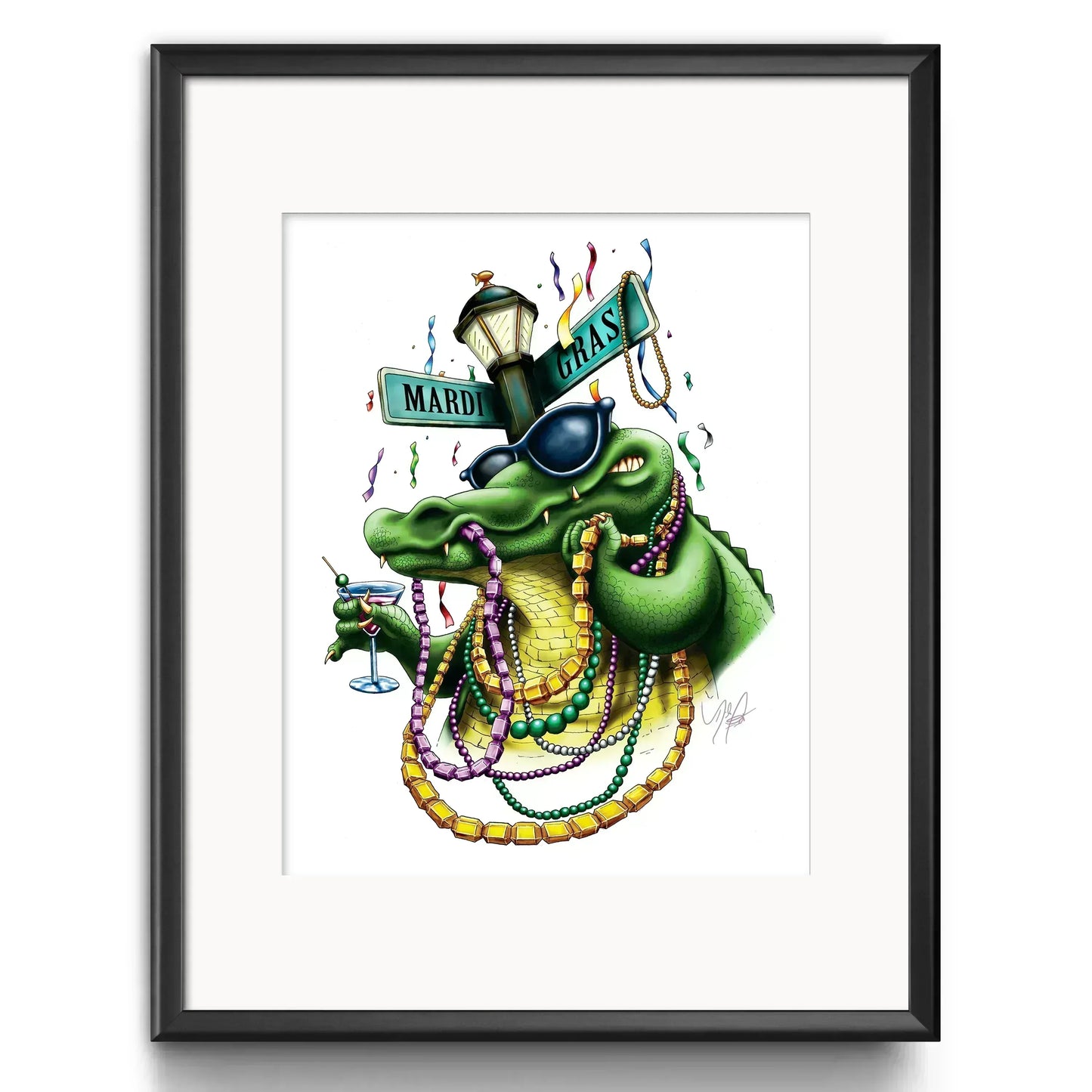 "Mardis Gras Gator" Limited Edition Print - Nick Fasnacht Illustration & Design