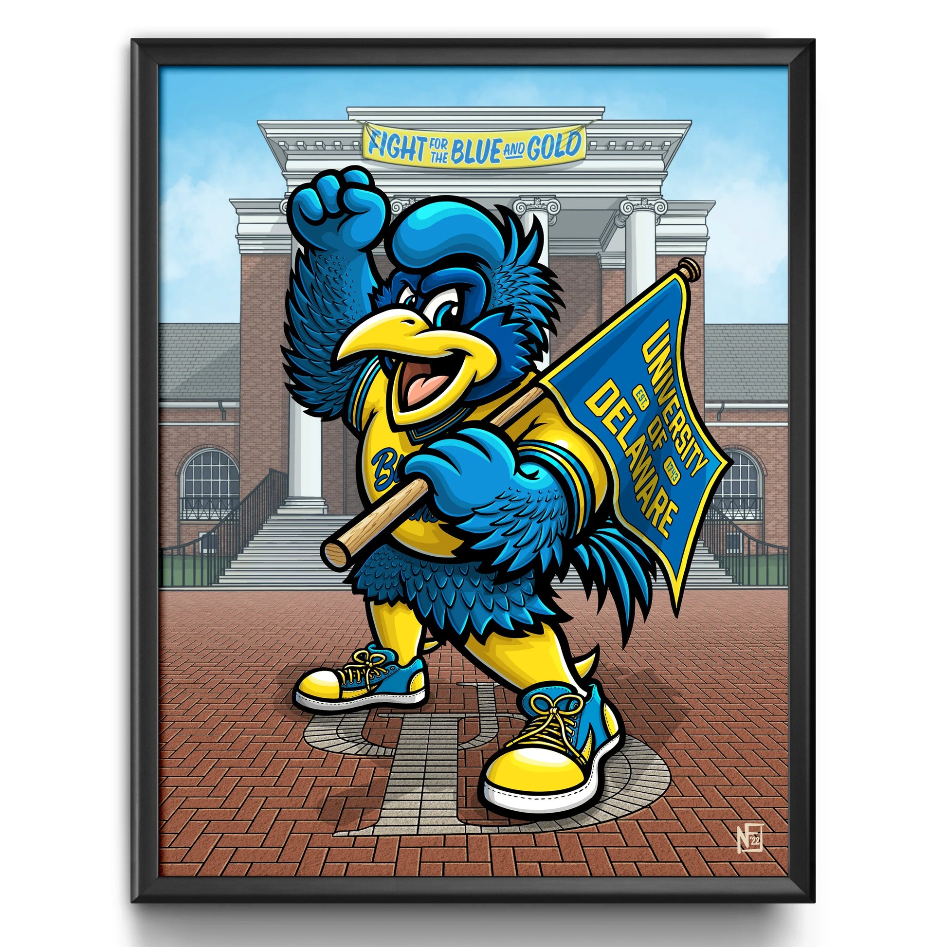 "Fight for the Blue and Gold" University of Delaware Limited Edition Print - Nick Fasnacht Illustration & Design