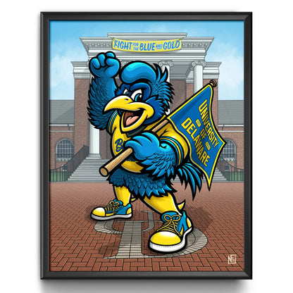 "Fight for the Blue and Gold" University of Delaware Limited Edition Print - Nick Fasnacht Illustration & Design