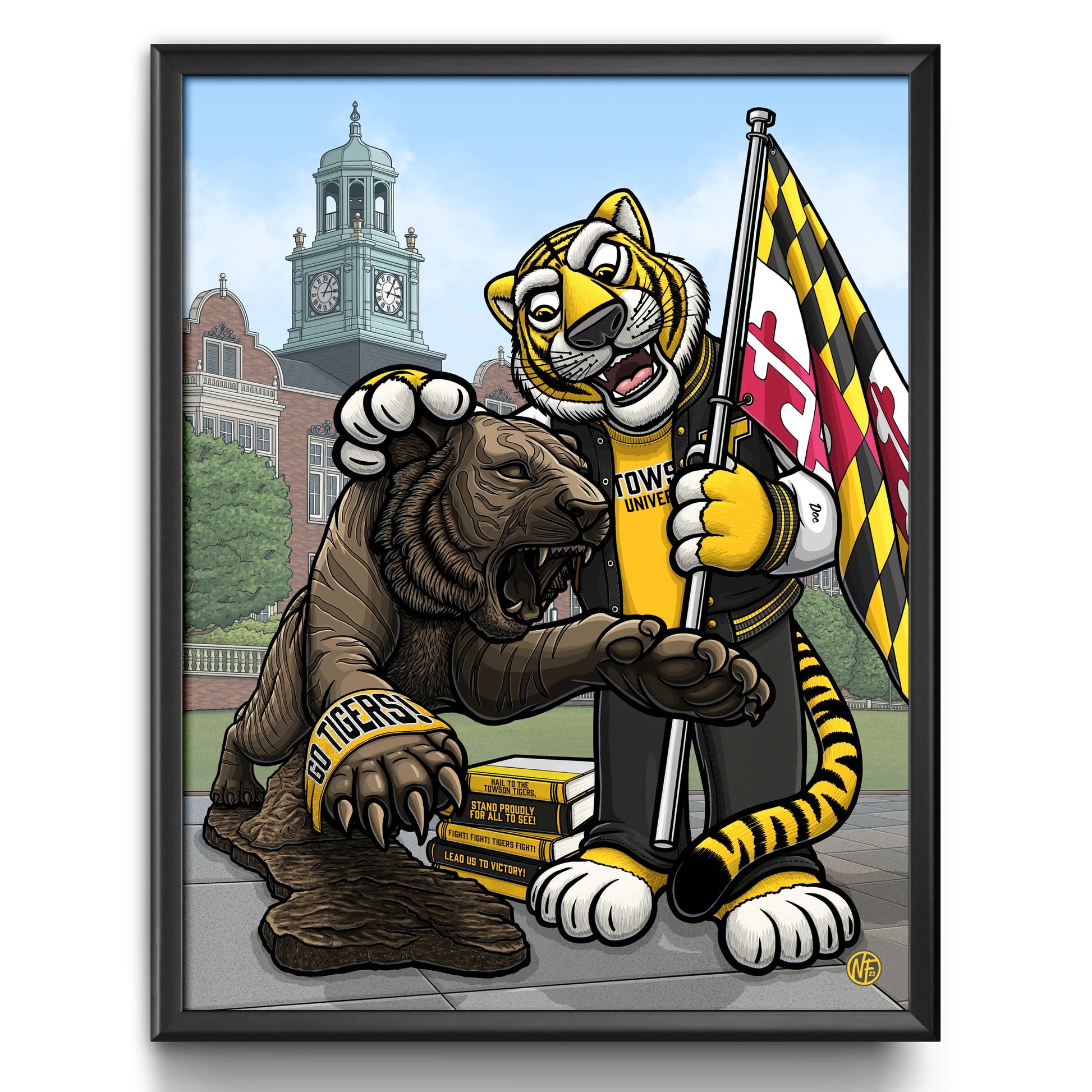 "Fight! Fight! Tigers Fight!" Towson University Limited Edition Print - Nick Fasnacht Illustration & Design