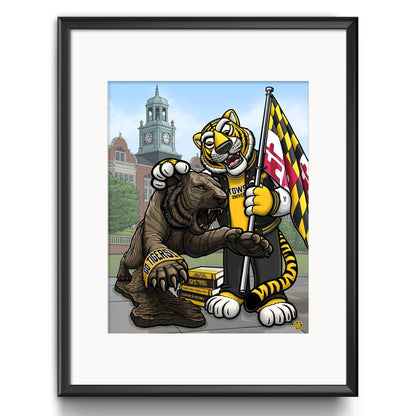 "Fight! Fight! Tigers Fight!" Towson University Limited Edition Print - Nick Fasnacht Illustration & Design