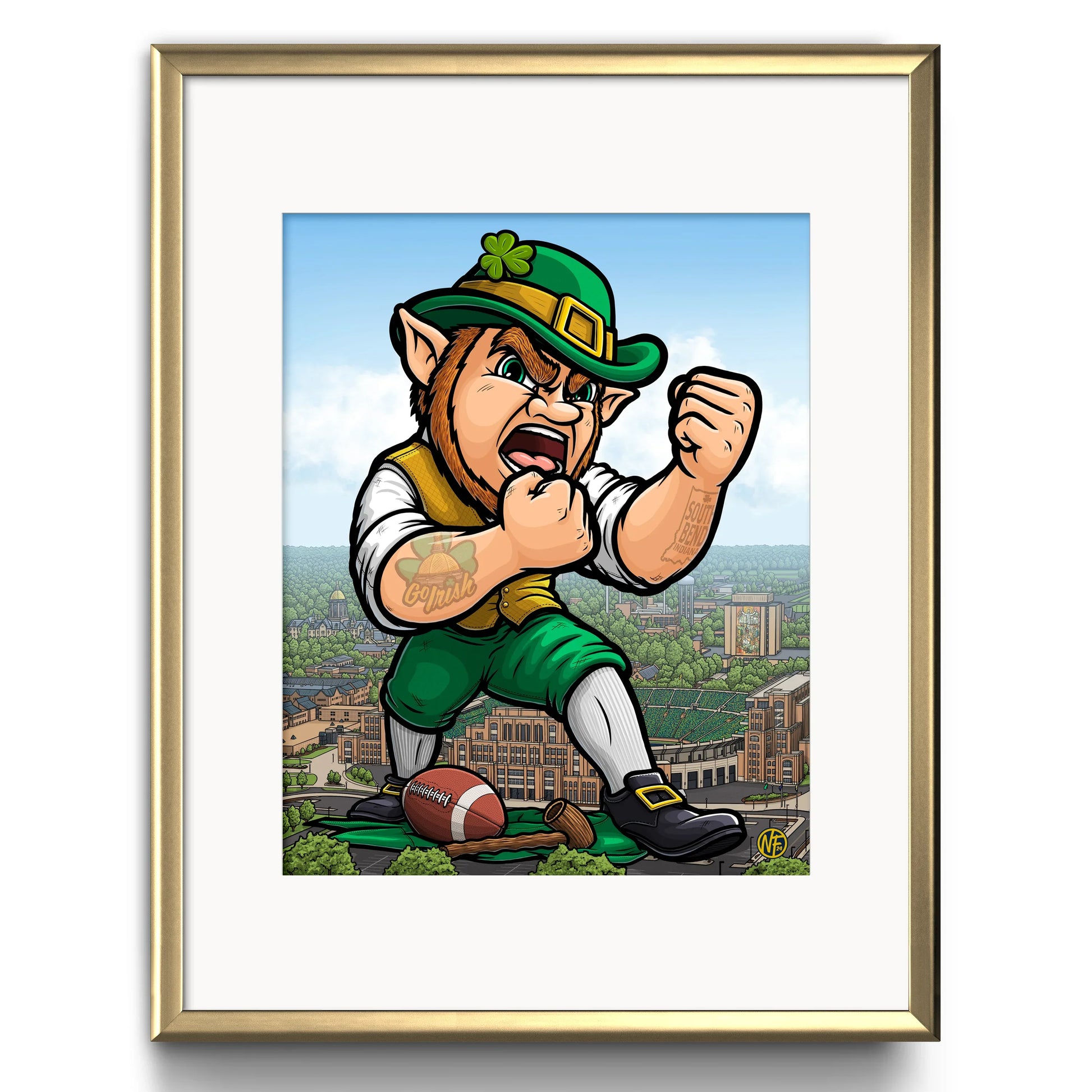 "Go Irish!" University of Notre Dame Limited Edition Print - Nick Fasnacht Illustration & Design