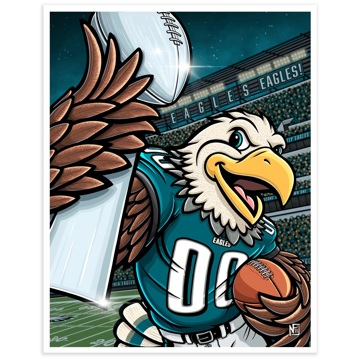 "E.A.G.L.E.S...EAGLES!" Philadelphia Football Limited Edition Print - Nick Fasnacht Illustration & Design