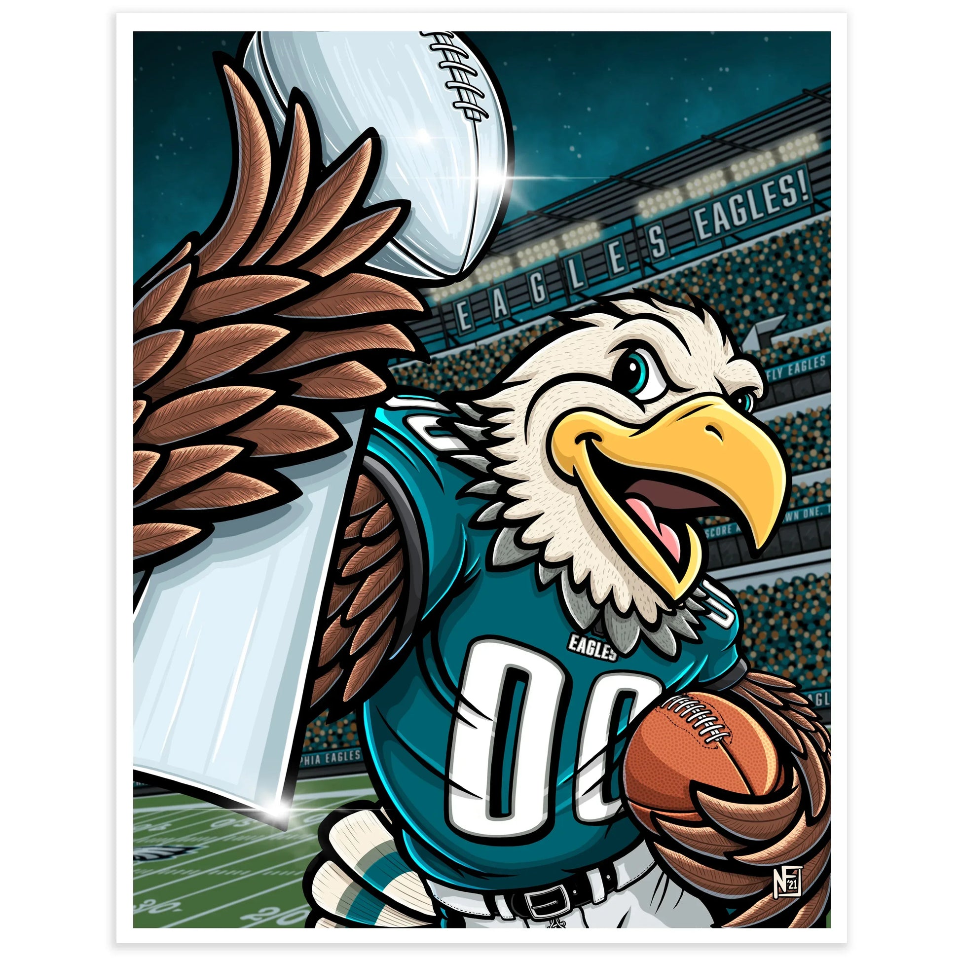 "E.A.G.L.E.S...EAGLES!" Philadelphia Football Limited Edition Print - Nick Fasnacht Illustration & Design