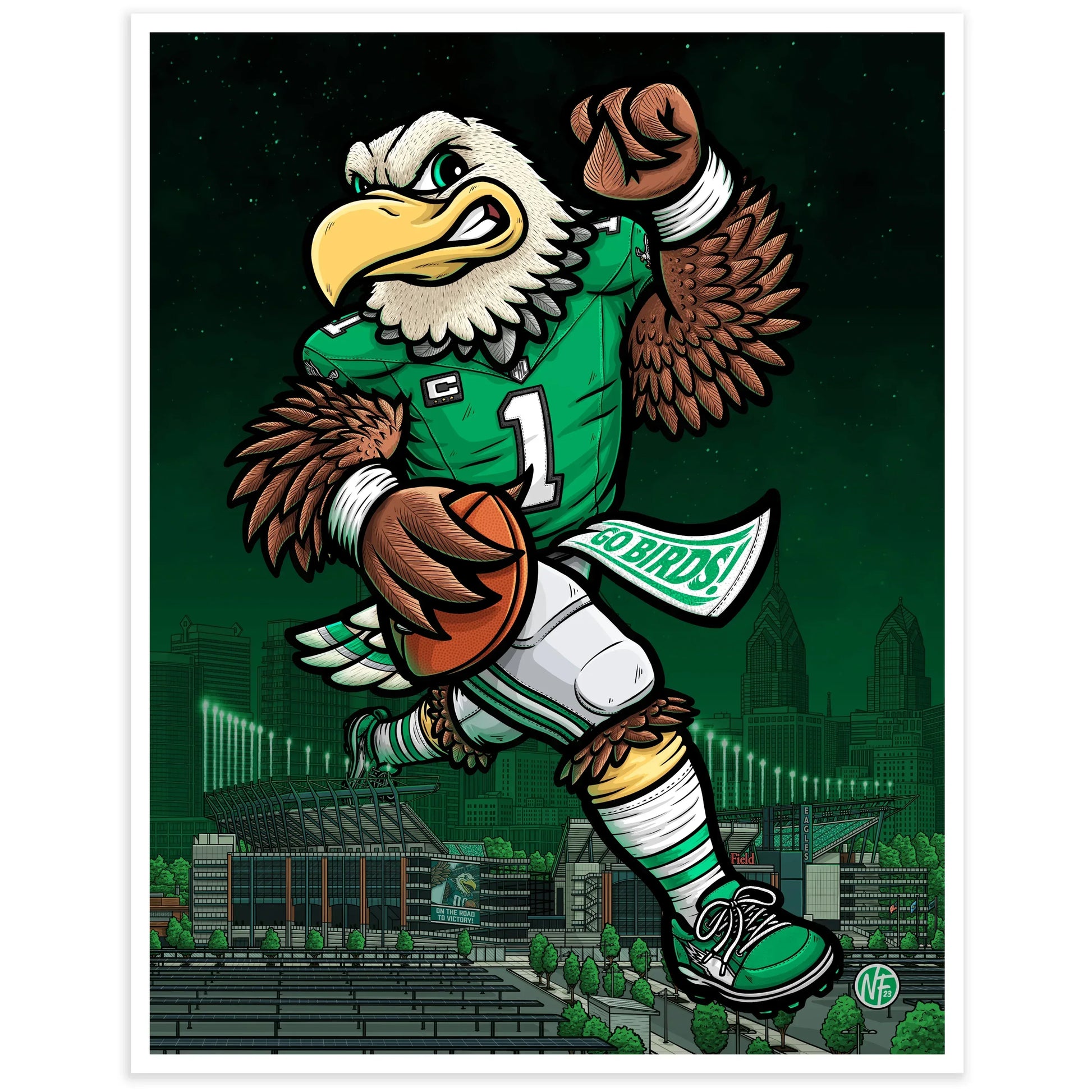 "Kelly Green" Philadelphia Eagles Football Limited Edition Print - Nick Fasnacht Illustration & Design