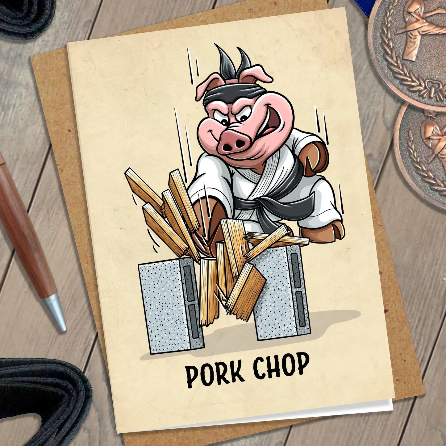 Pork Chop Greeting Card - Nick Fasnacht Illustration & Design