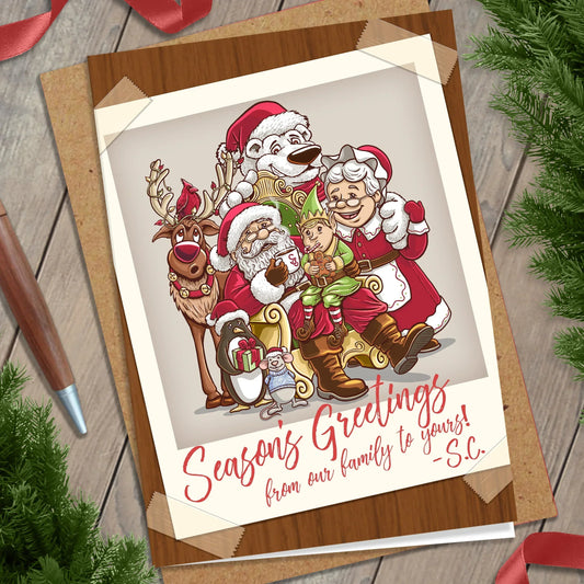 Santa's Family Photo Christmas Card - Nick Fasnacht Illustration & Design