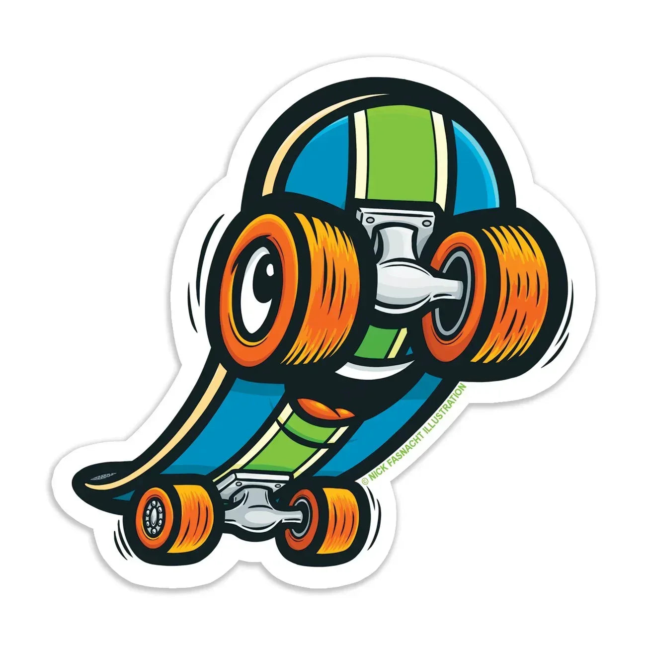 Skateboard Die Cut Vinyl Sticker - Nick Fasnacht Illustration & Design