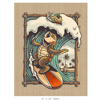 "Surfin' Sea Turtle" Limited Edition Print - Nick Fasnacht Illustration & Design