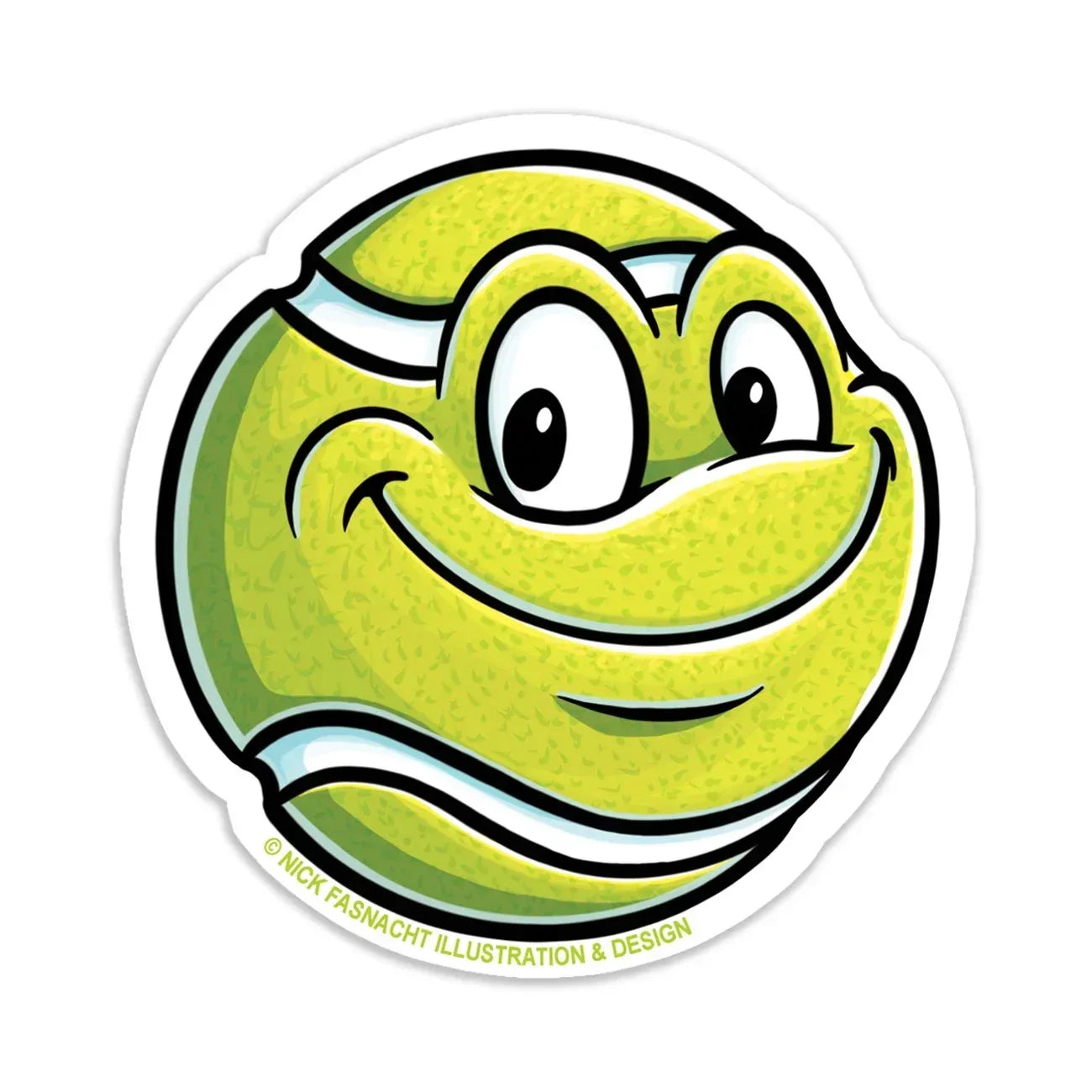 Tennis Ball Die Cut Vinyl Sticker - Nick Fasnacht Illustration & Design
