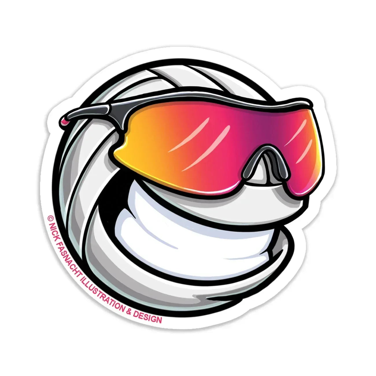 Volleyball Die Cut Vinyl Sticker - Nick Fasnacht Illustration & Design
