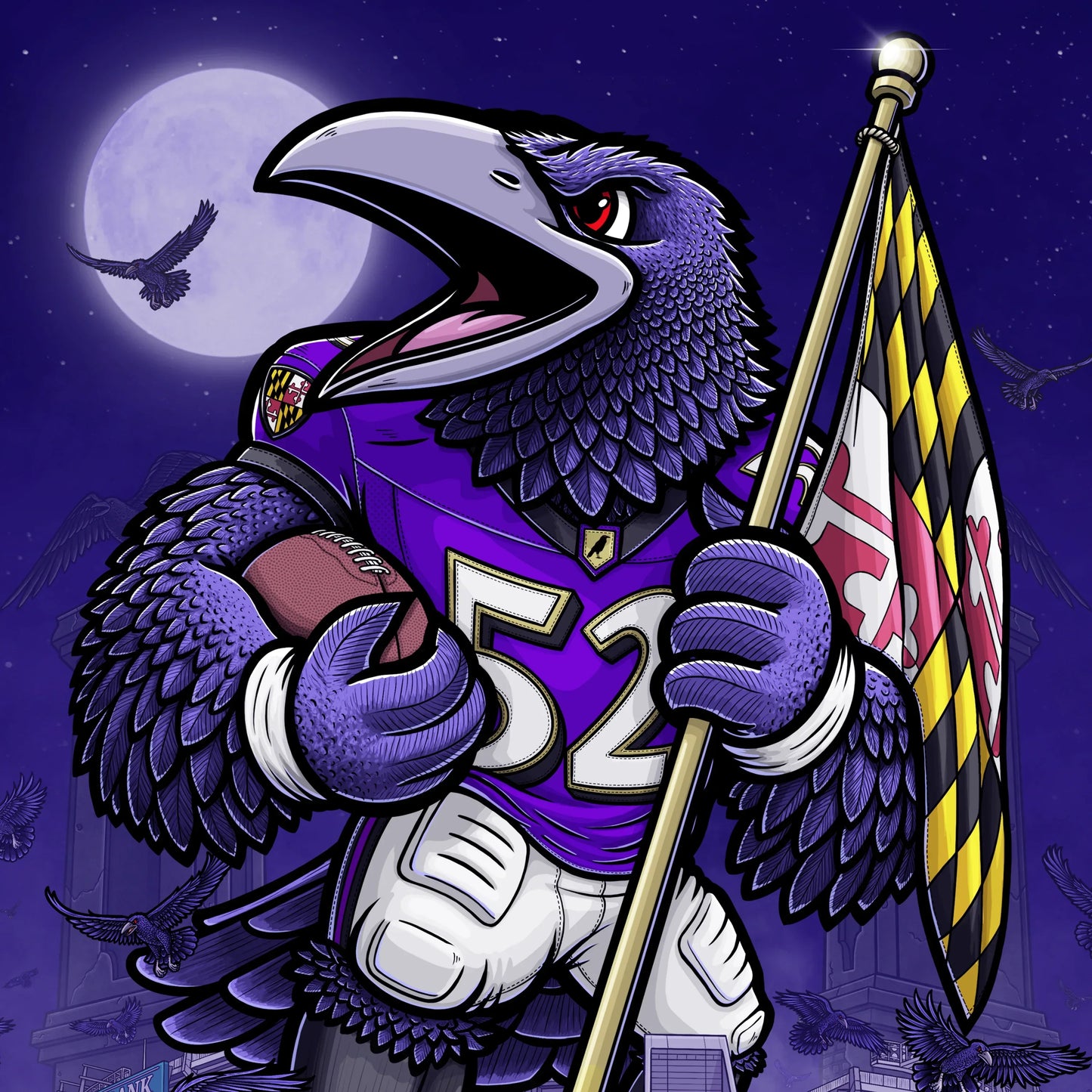 "Flock" Baltimore Ravens Limited Edition Print - Nick Fasnacht Illustration & Design