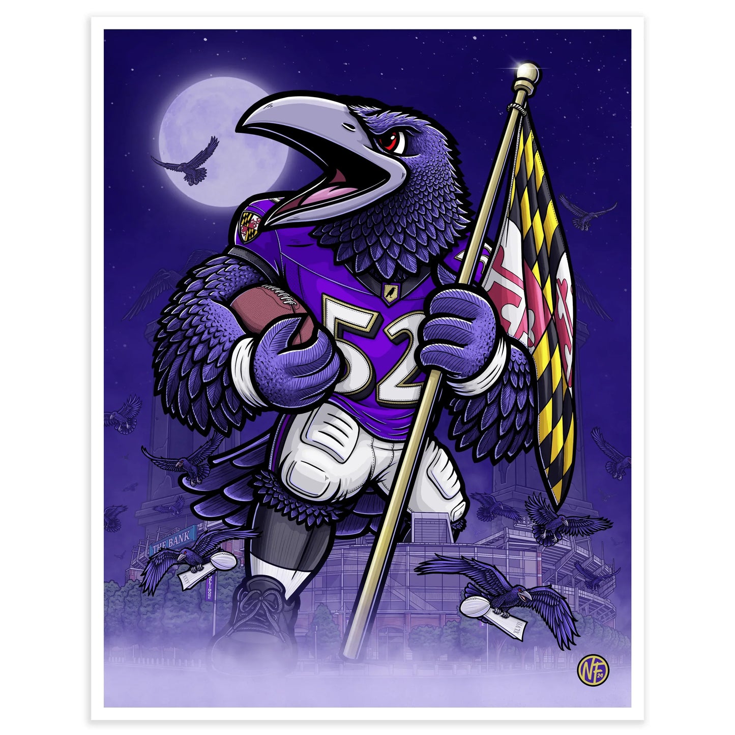 "Flock" Baltimore Ravens Limited Edition Print - Nick Fasnacht Illustration & Design