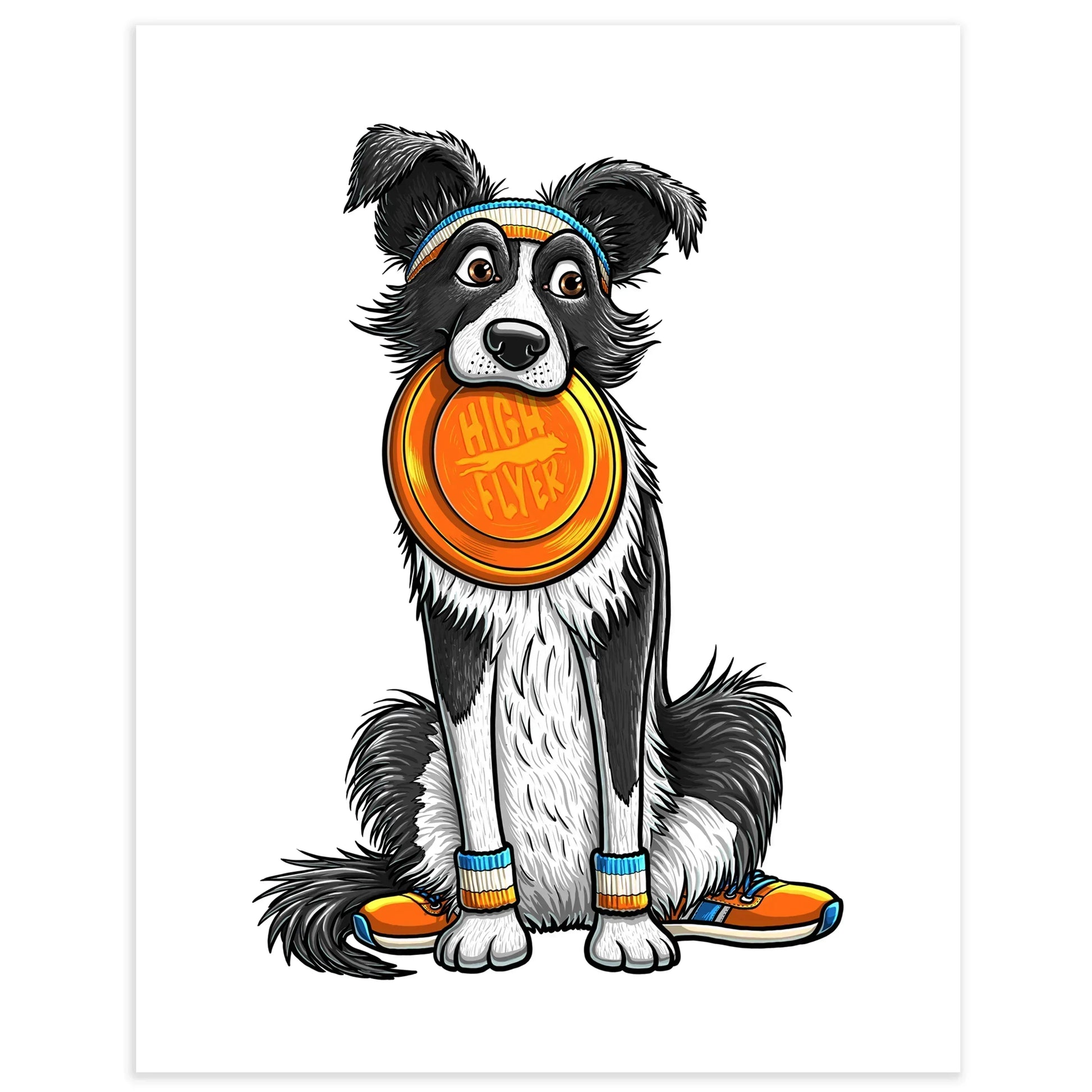 "High Flyer" Border Collie Limited Edition Print - Nick Fasnacht Illustration & Design