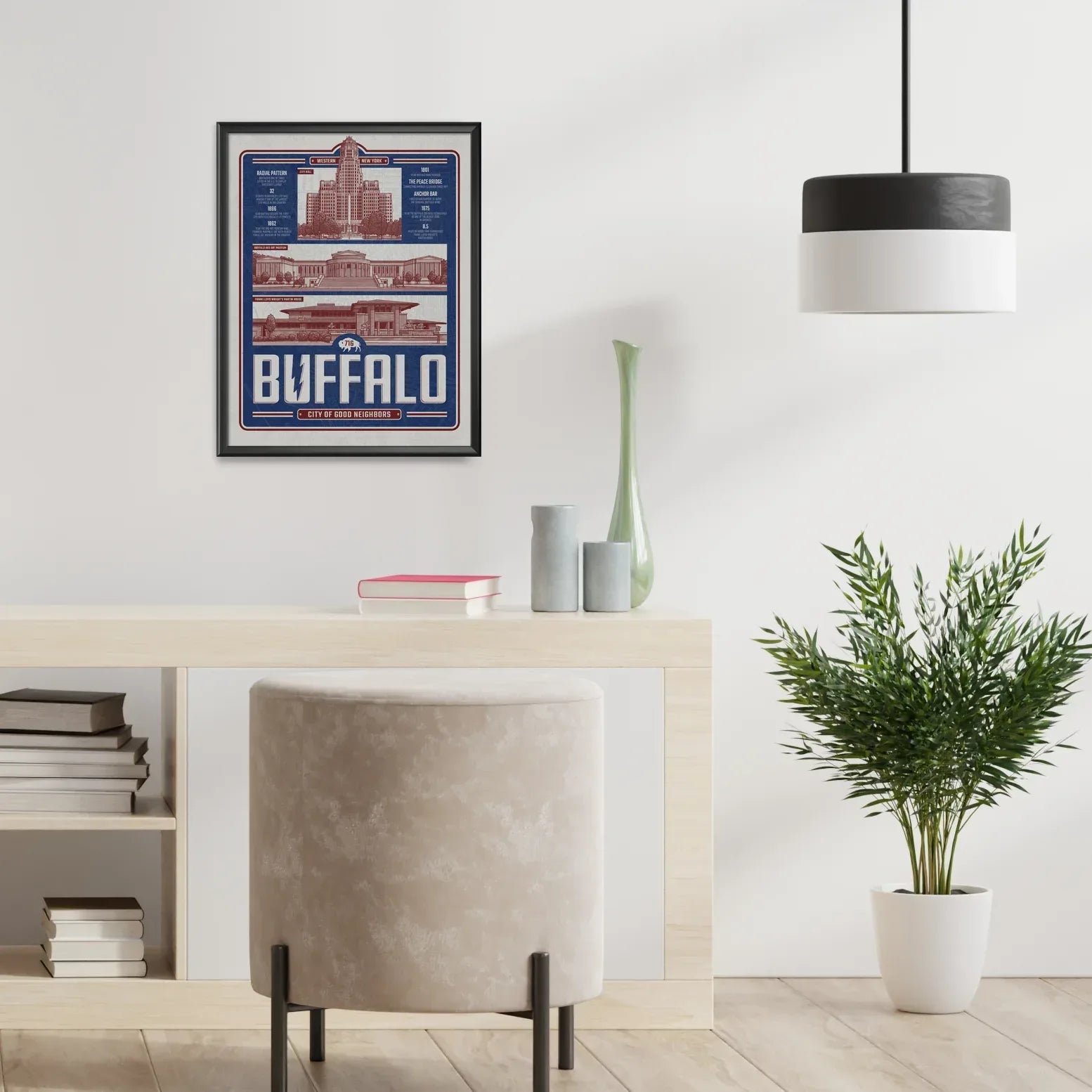 Buffalo "City of Good Neighbors" Travel Poster Print - Nick Fasnacht Illustration & Design