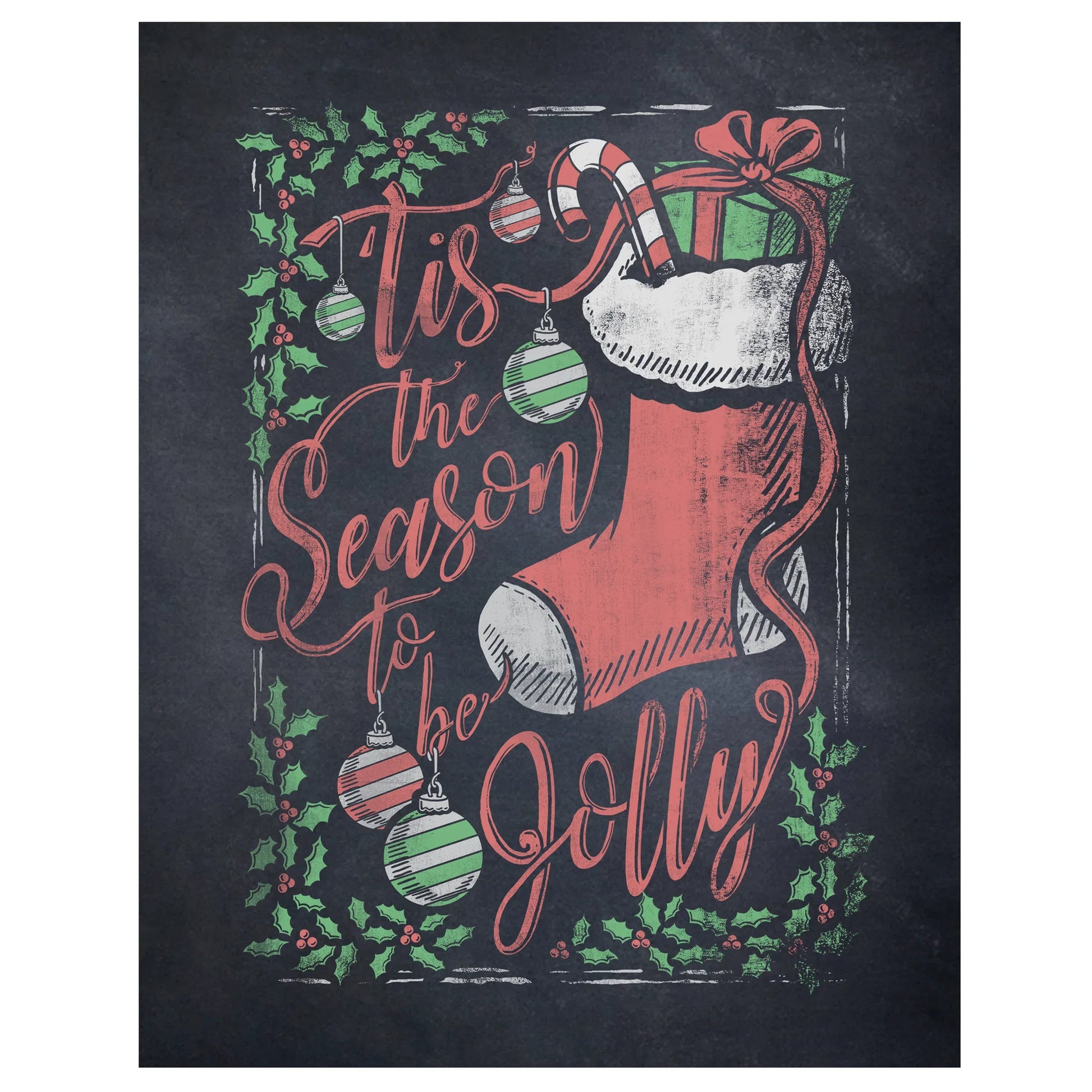 "Tis the Season" Christmas Chalkboard Print - Nick Fasnacht Illustration & Design