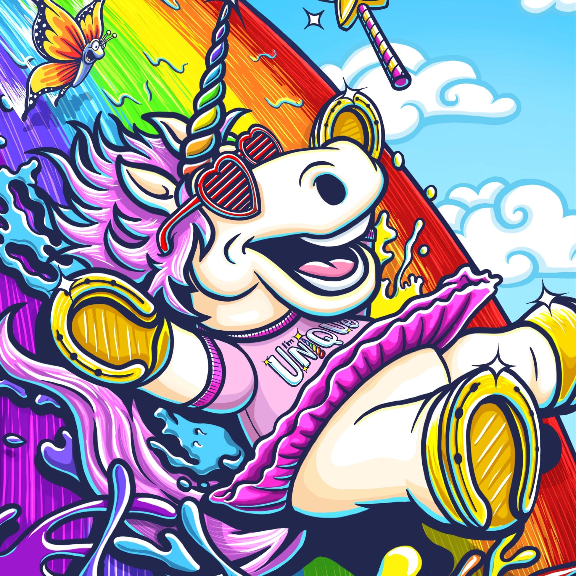 "Color Splash" Unicorn Limited Edition Print - Nick Fasnacht Illustration & Design