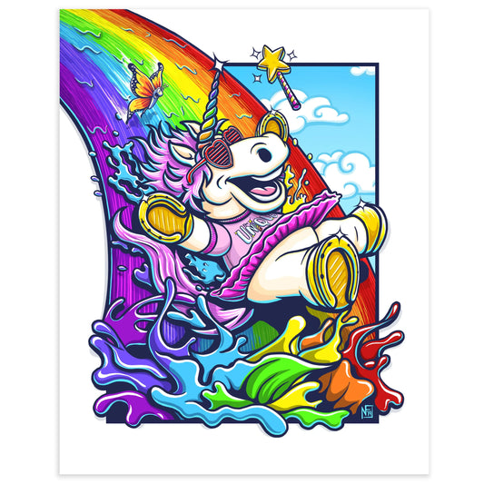 "Color Splash" Unicorn Limited Edition Print - Nick Fasnacht Illustration & Design