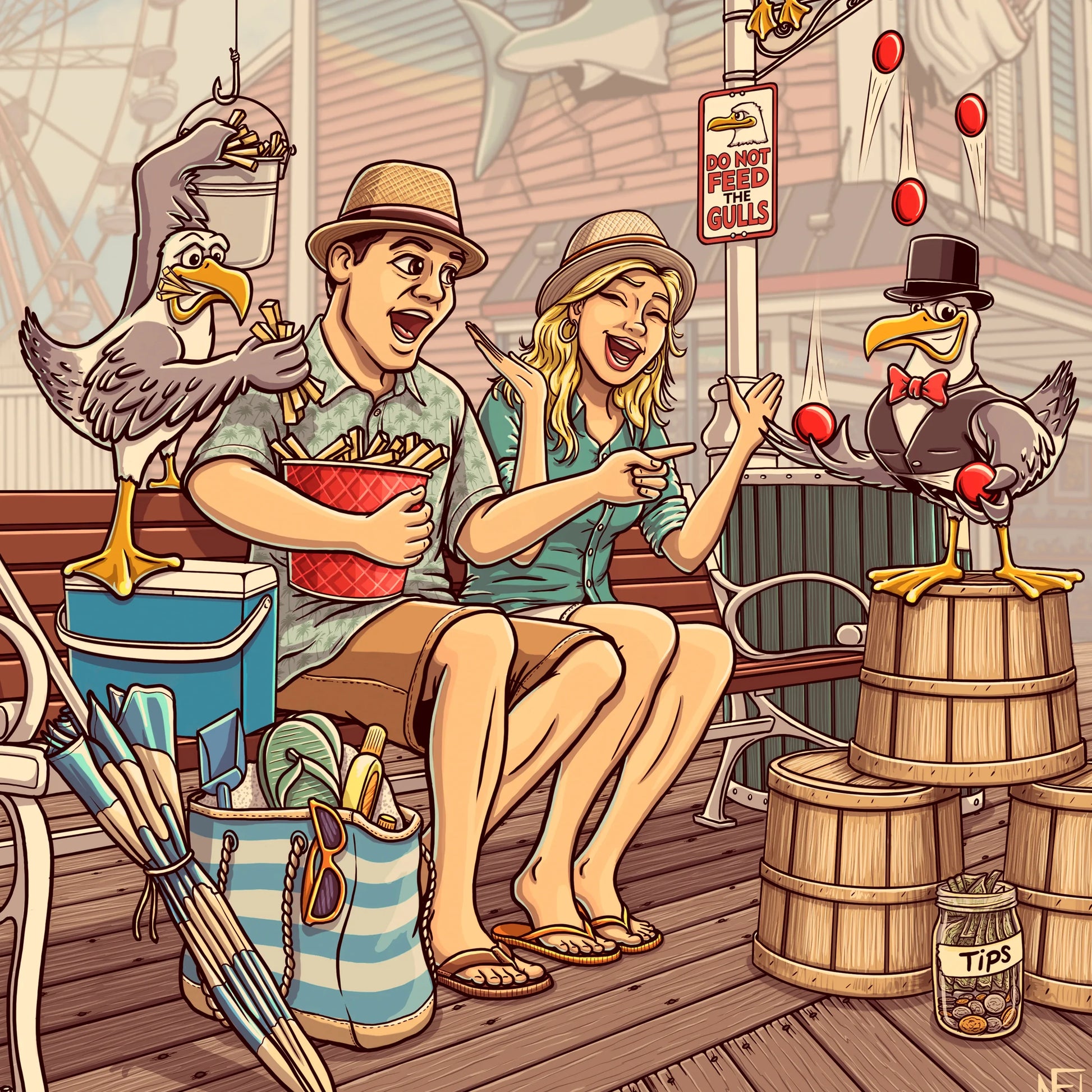 "Fry Fishing" Limited Edition Print - Nick Fasnacht Illustration & Design