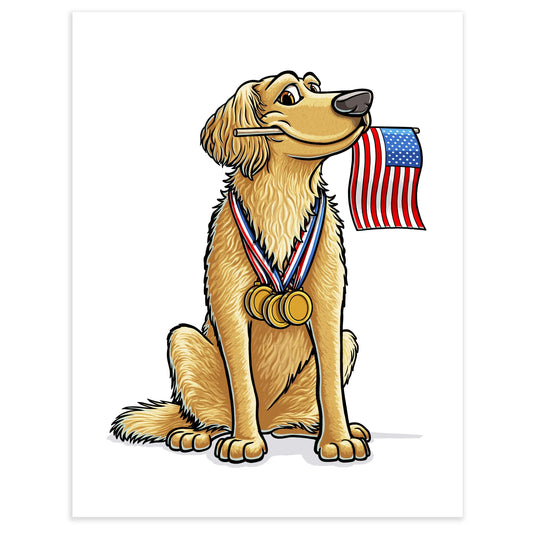 "Golden" Golden Retriever Limited Edition Print - Nick Fasnacht Illustration & Design