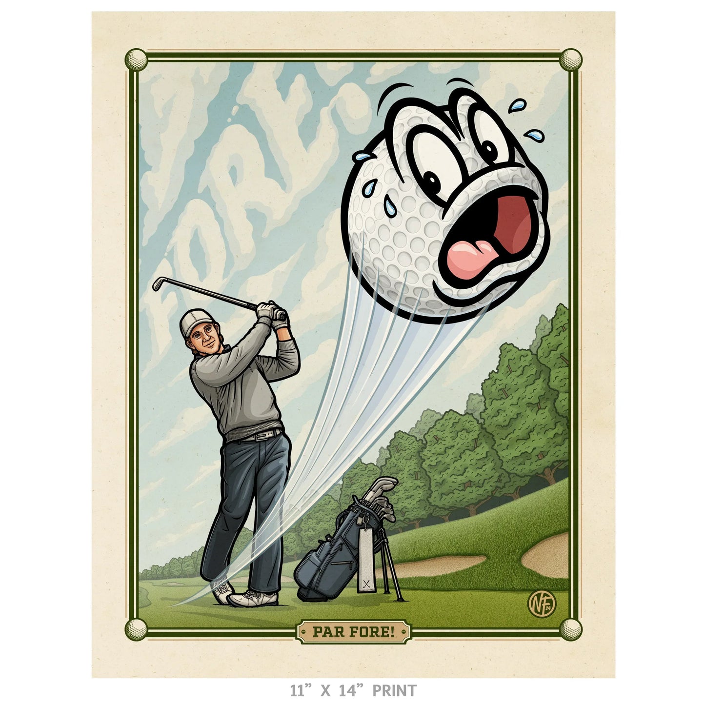 "Par FORE!" Golf Limited Edition Print - Nick Fasnacht Illustration & Design