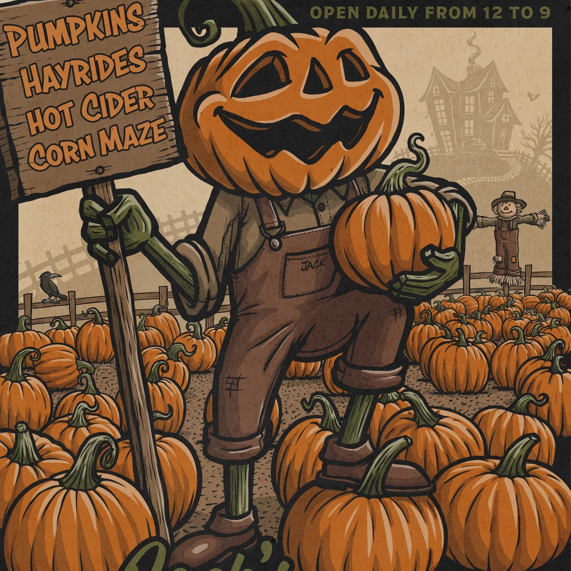 "Jack's Patch Pumpkin Farm" Halloween Print - Nick Fasnacht Illustration & Design