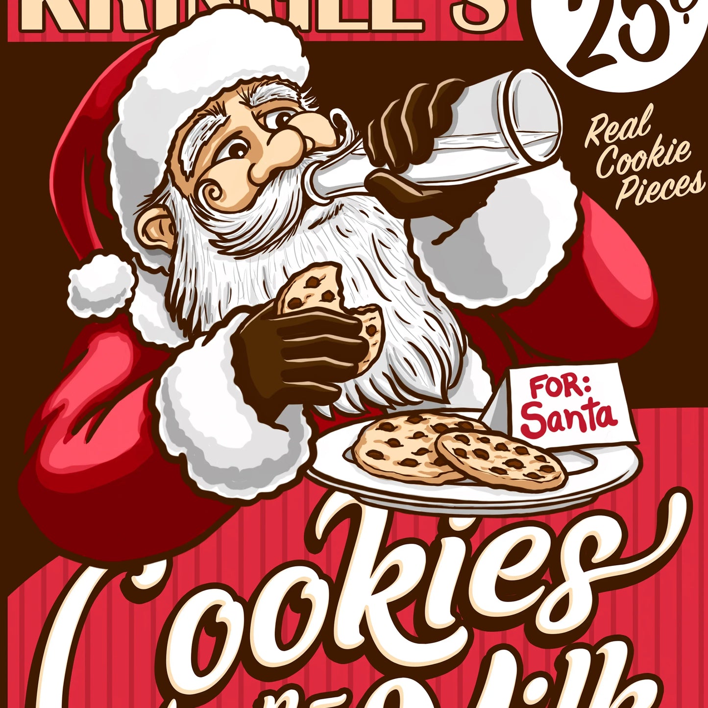 "Kringle's Cookies-n-Milk Ice Cream" Christmas Print - Nick Fasnacht Illustration & Design