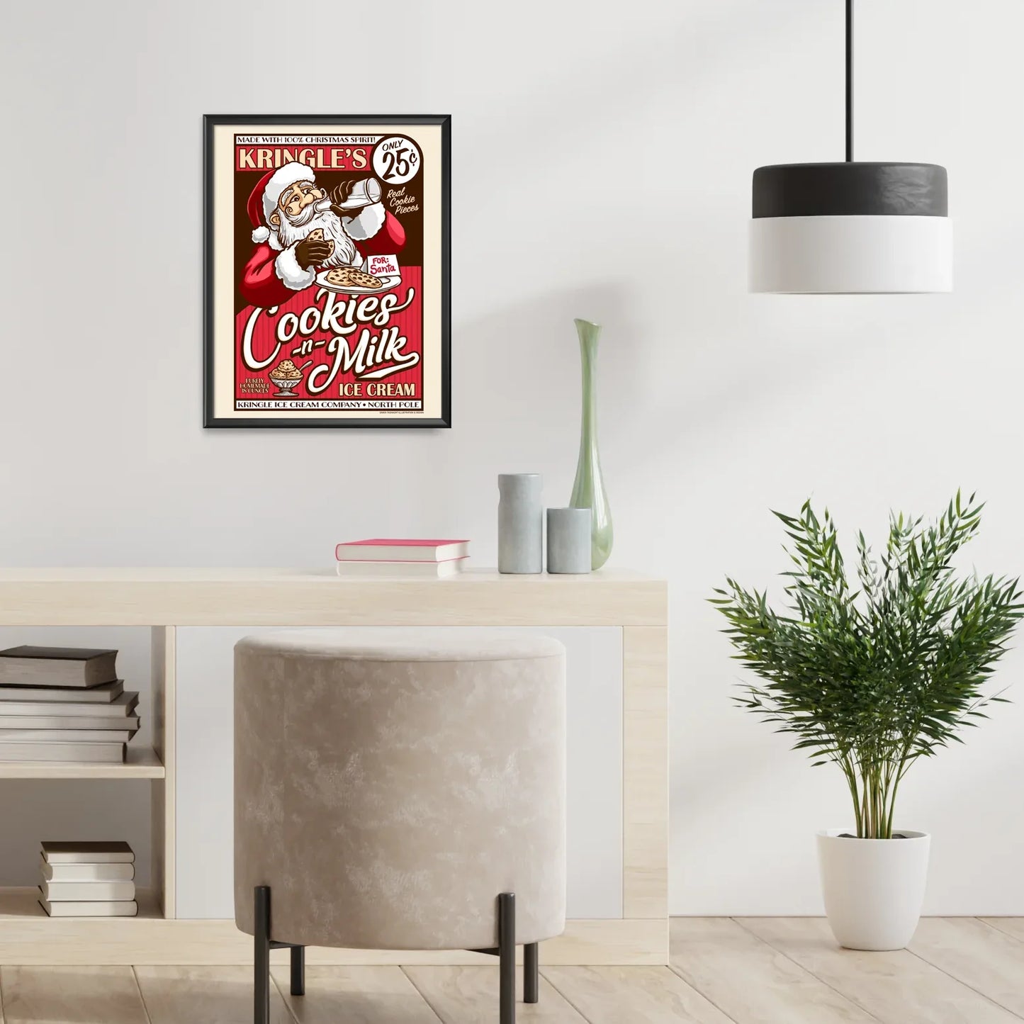 "Kringle's Cookies-n-Milk Ice Cream" Christmas Print - Nick Fasnacht Illustration & Design